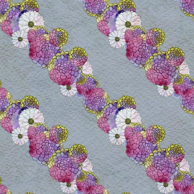 Aster ve papatya çiçekler ile sorunsuz çiçek desenli