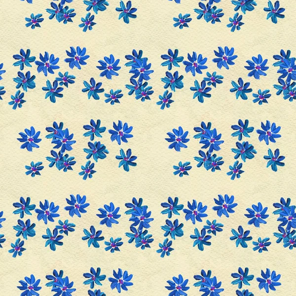 Płynny wzór z niebieskimi kwiatami — Zdjęcie stockowe