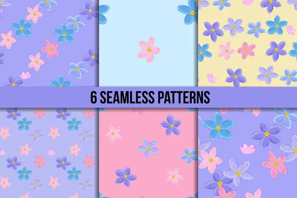 Seamless forget-me-not pattern set — Stock Vector