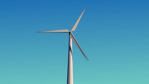 Moinho de vento moderno contra o céu azul — Vídeo de Stock