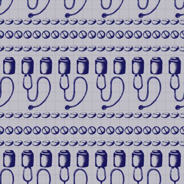 Vektör doodle sorunsuz çizim. Tıp simgeler