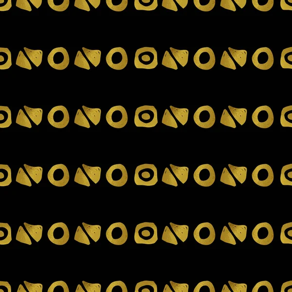Геометрический чёрно-золотой бесшовный узор — стоковый вектор