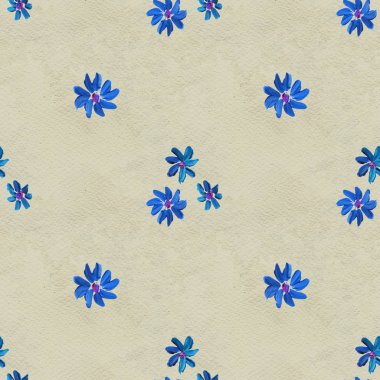 Mavi çiçekli kusursuz desen