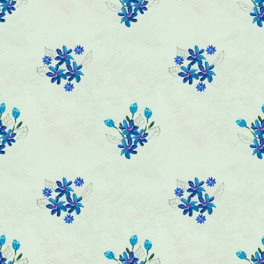 Mavi çiçekli kusursuz desen