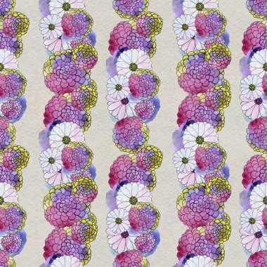 Aster ve papatya çiçekler ile sorunsuz çiçek desenli