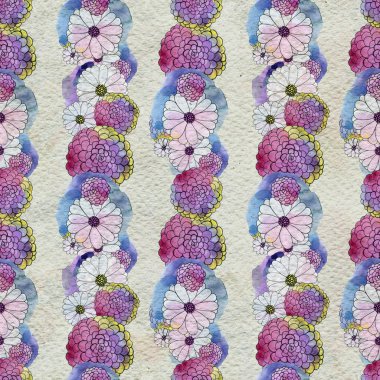 Aster ve papatya çiçekler ile sorunsuz çiçek desenli