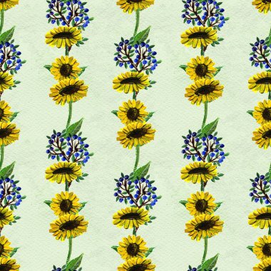 Ayçiçeği ve çilek ile Seamless Modeli