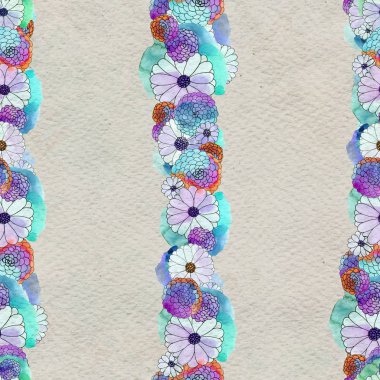 Aster ve papatya çiçekler ile sorunsuz çiçek desenli