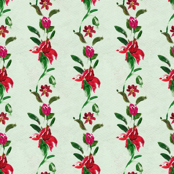 Seamless pattern with red flowers — Stock Photo, Image