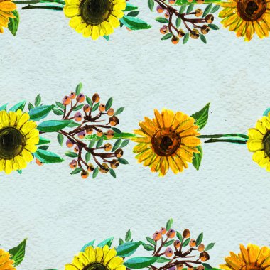 Çiçekler ve böğürtlenlerle kusursuz desen