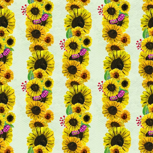 Seamless pattern with sunflowers — Stock Photo, Image