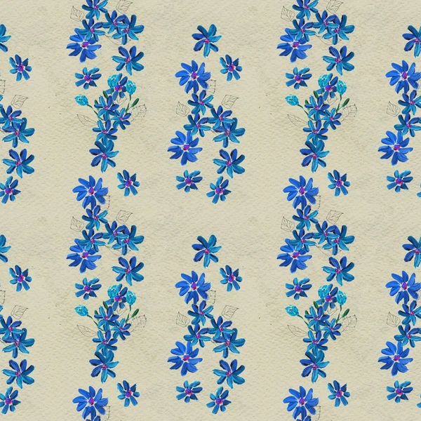 Modèle sans couture avec des fleurs bleues — Photo