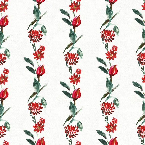 赤い花のシームレスなパターン — ストック写真
