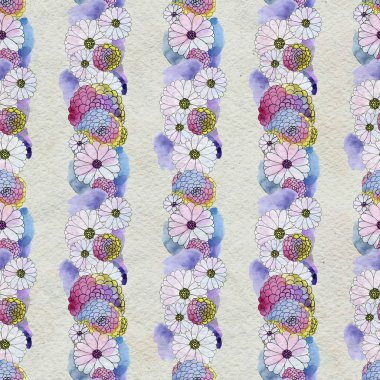 Aster ve papatya çiçekler ile sorunsuz çiçek desenli