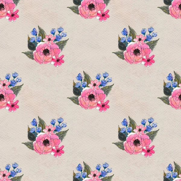 Seamless pattern with colorful flowers — Stock Photo, Image