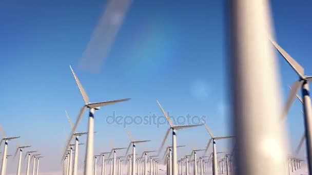 Modern szélmalom ellen a kék ég — Stock videók