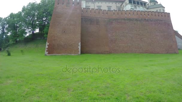 Krakow, Polen - 1 juni 2016: De muren van het kasteel Wawel. — Stockvideo