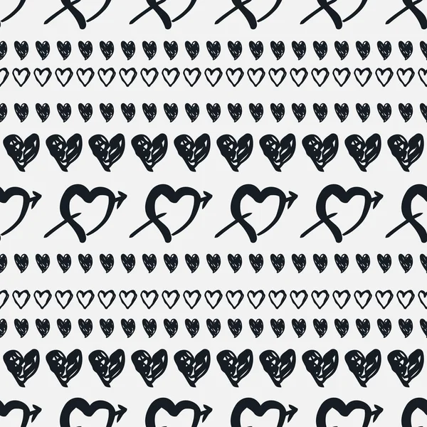 Doodle patrón sin costuras con corazones — Vector de stock