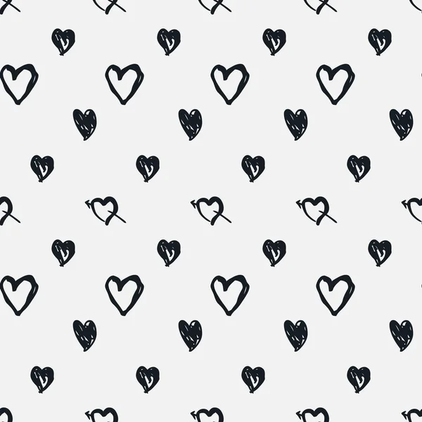 Doodle patrón sin costuras con corazones — Archivo Imágenes Vectoriales