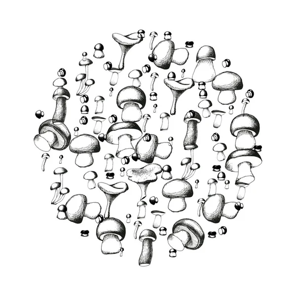 Champignon fond skertchy — Image vectorielle