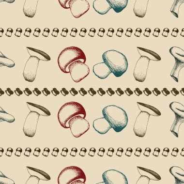 Elle çizilmiş seamless modeli mantar ile.