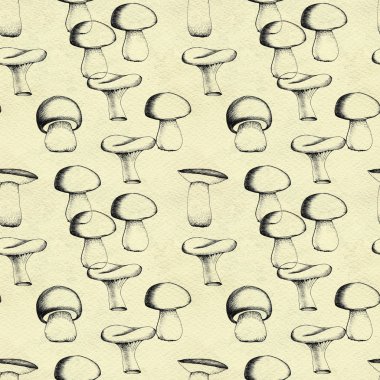 Elle çizilmiş seamless modeli mantar ile.