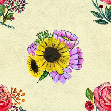 Renkli çiçeklerle kusursuz desen