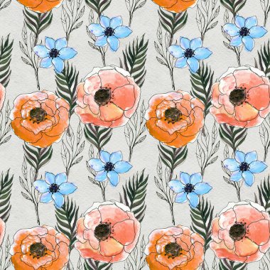 Renkli çiçeklerle kusursuz desen