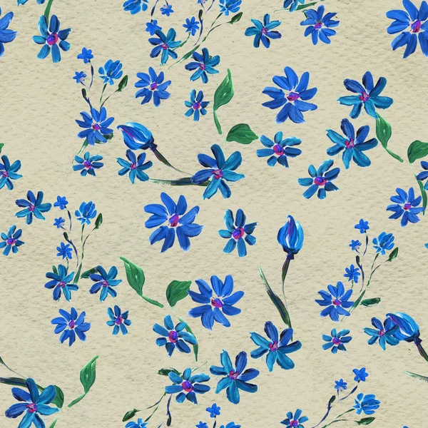 Seamless pattern with blue flowers — Stock Photo, Image