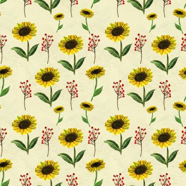 Ayçiçeği ve çilek ile Seamless Modeli