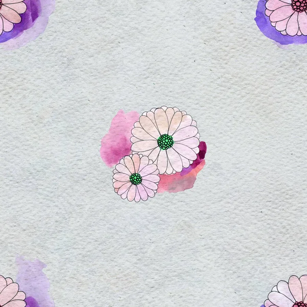 Безшовний квітковий візерунок з айстрами і ромашковими квітами — стокове фото