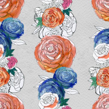 Renkli çiçeklerle kusursuz desen