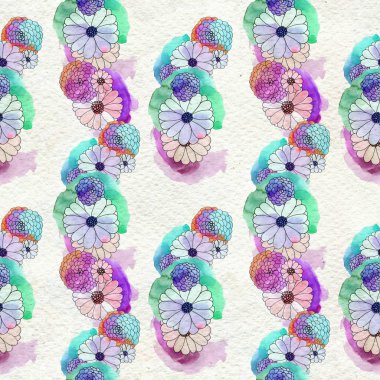 Aster ve papatya çiçekler ile sorunsuz çiçek desenli