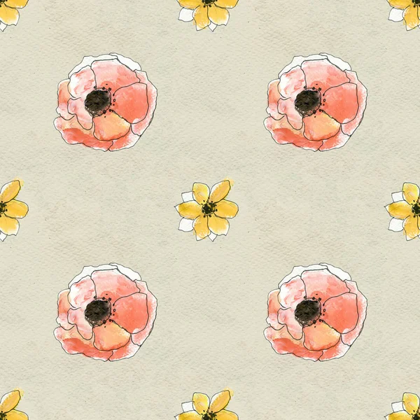 Seamless pattern with red poppy flowers — Stock Photo, Image