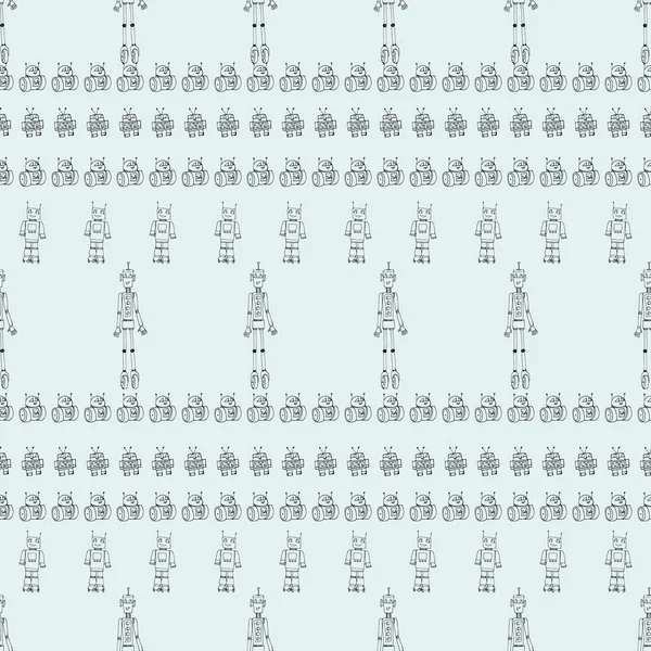 Robot doodles pattern. — Stock Vector