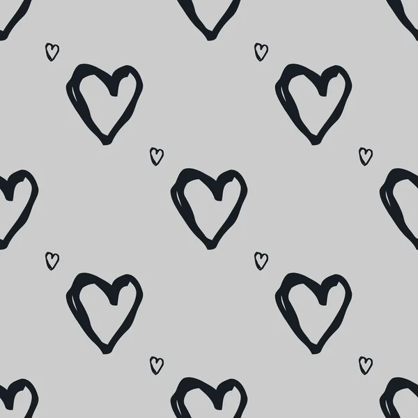 Doodle seamless pattern with hearts — Stock Vector