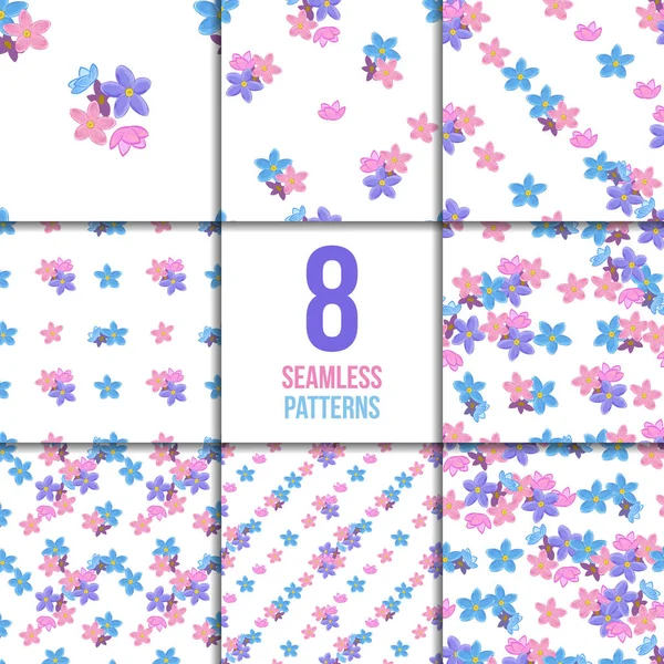 Seamless forget-me-not pattern set — Stock Vector