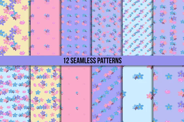 Seamless forget-me-not pattern set — Stock Vector