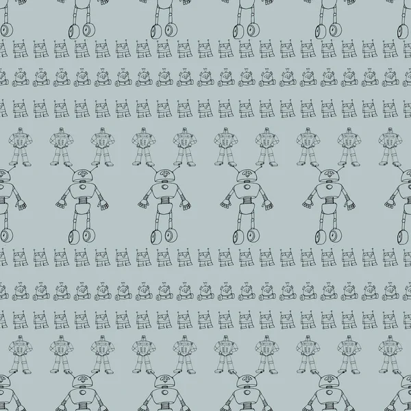 Robot doodles pattern. — Stock Vector