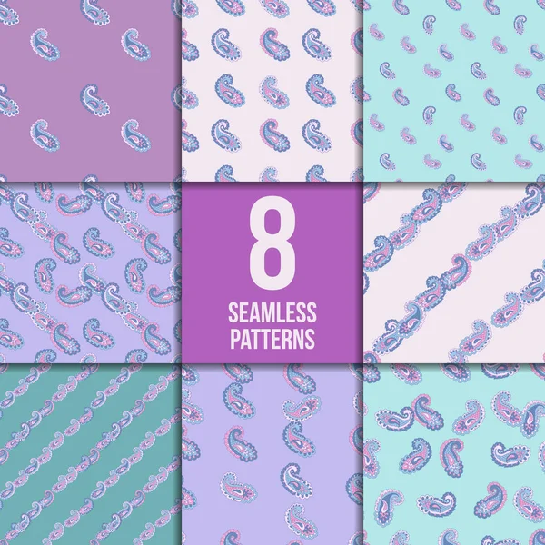 Seamless paisley pattern set — Stock Vector