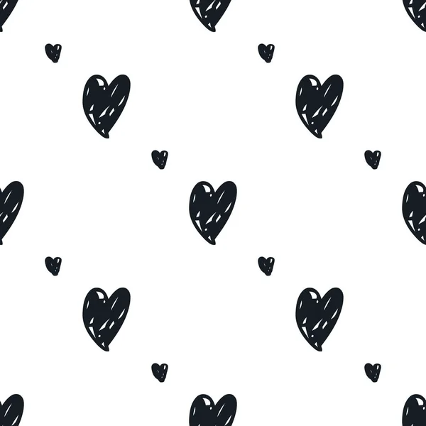 Doodle χωρίς ραφή πρότυπο με καρδιές — Διανυσματικό Αρχείο