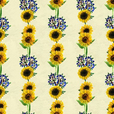 Ayçiçeği ve çilek ile Seamless Modeli