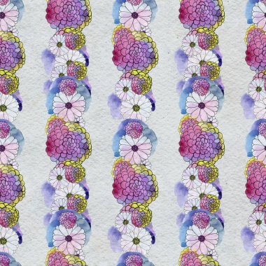 Aster ve papatya çiçekler ile sorunsuz çiçek desenli