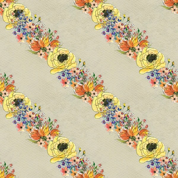 Nahtloses Muster mit bunten Blumen — Stockfoto