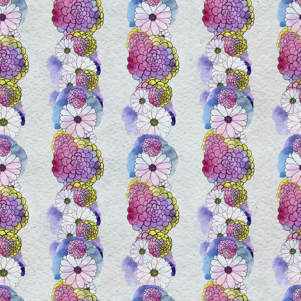 无缝花纹与紫苑和雏菊花 — 图库照片