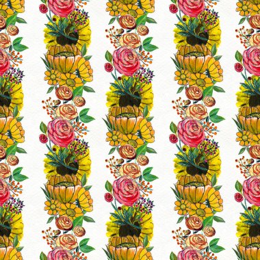 Ayçiçeği ve gül ile Seamless Modeli