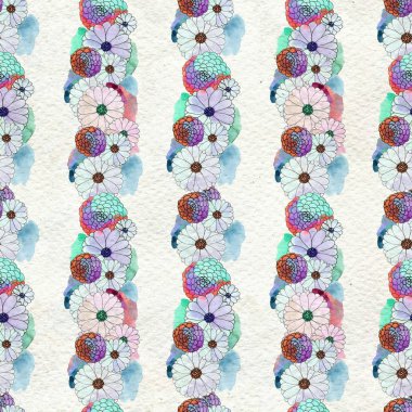 Aster ve papatya çiçekler ile sorunsuz çiçek desenli