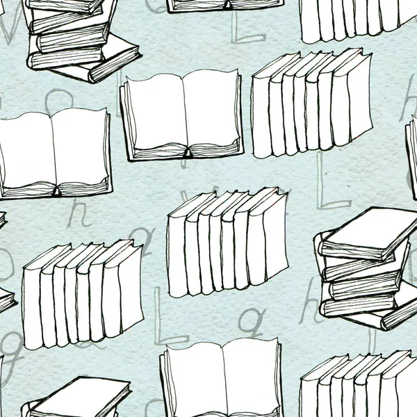 Nahtloses Muster mit Büchern — Stockfoto