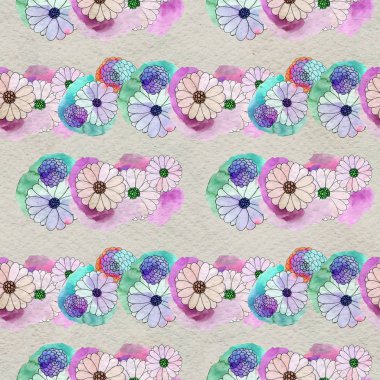 Aster ve papatya çiçekler ile sorunsuz çiçek desenli