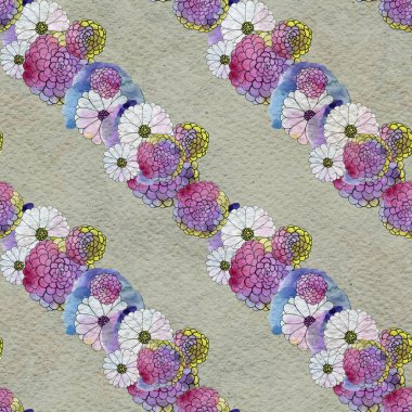 Aster ve papatya çiçekler ile sorunsuz çiçek desenli